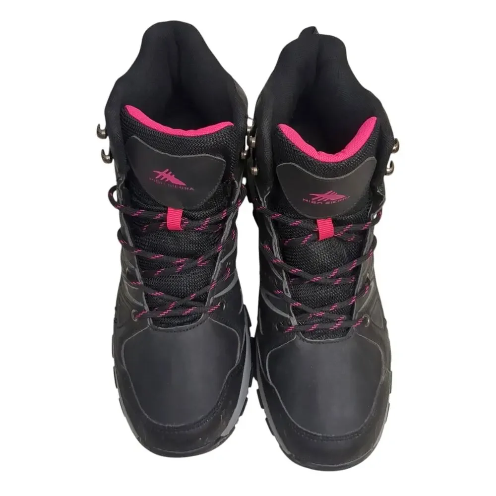 High Sierra Waterproof Hiking Boots Womens Size 11 Black Gray Pink Mid